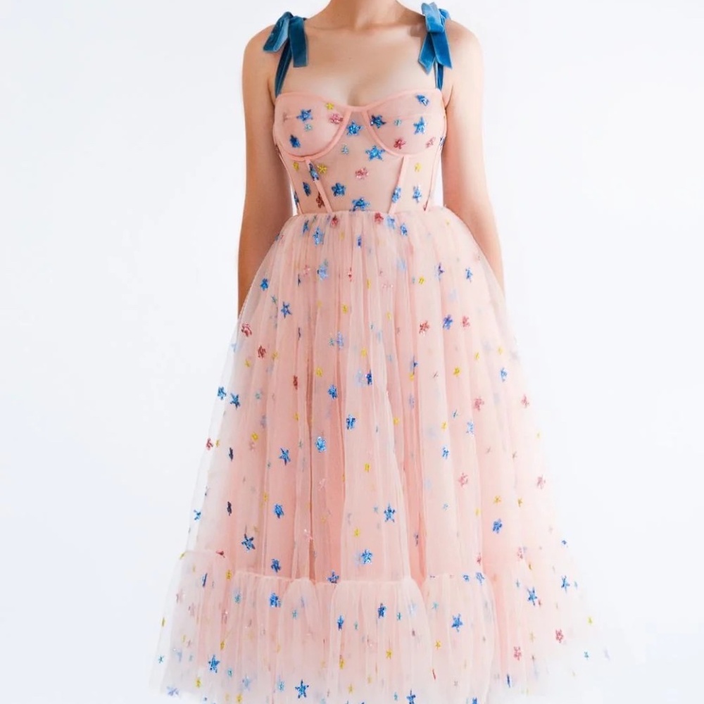 Pink Sky Midi Dress Perfect for Prom